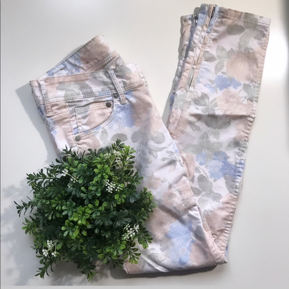 H&M Pastel Floral Skinny Jeans